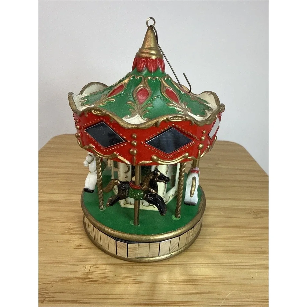 Vintage 1991 Noma Mirror Carousel 4 Horses Merry-Go-Round Ornament/Figurine‎ 4